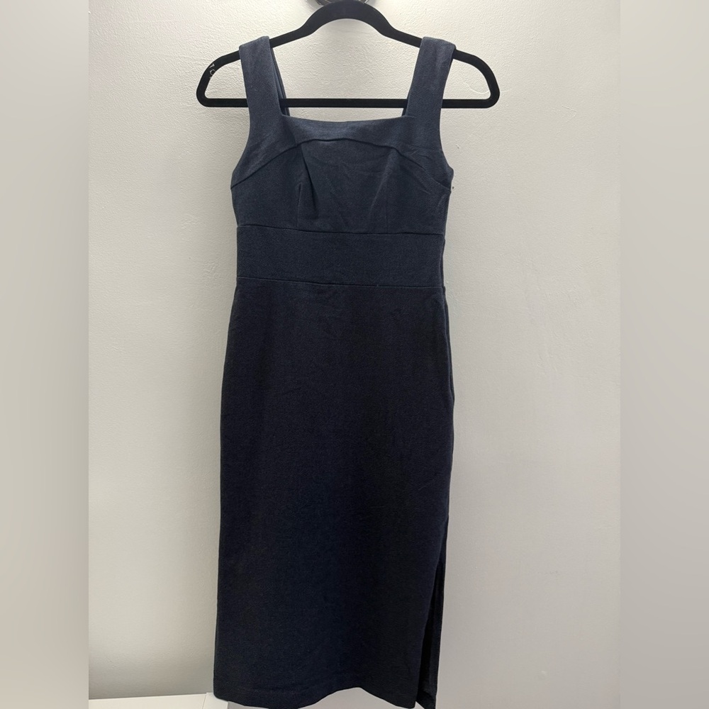 Banana Republic Factory Black Sheath Midi Dress Square Neck Sleeveless. Petite - Picture 2 of 10